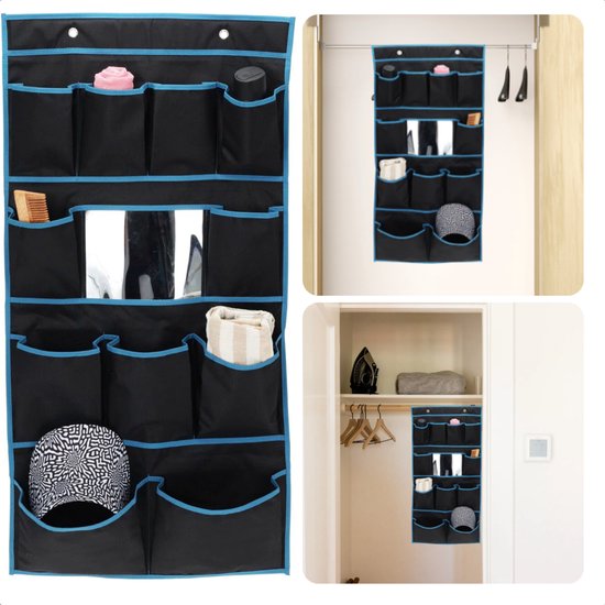 Cheqo® Tentorganizer met Spiegel - Hangorganizer - Hangkast - Ruime Tent Opbergzak - 11 Handige Vakken - Camping Organizer van Cheqo®