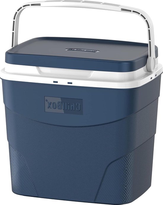 Chillbox Cool box 24L met veilige handgreep vergrendeling - Houdt ijs tot 2 dagen - Geïsoleerde ijskist voor kamperen strand - Icebox Pearl Blue Cool Box Stand van Chillbox