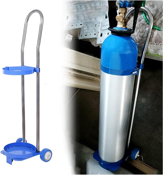 Cilinder Trolley - Gasfleshouder - Veilig Transport - Stabiele Ring - 80-110cm - Grijs