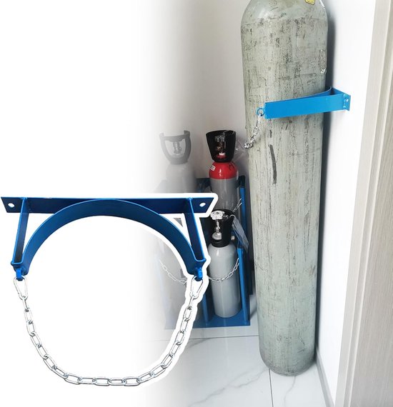Cilinderwagen Staal - Flessenhouder - Veilig Transport - Robuuste Constructie - Tot 200 kg - Blauw
