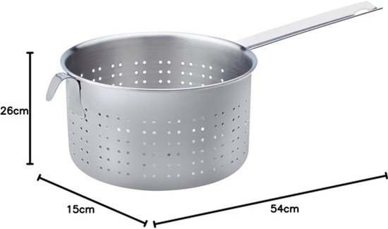 Cilindrisch Vergiet - Pasta Pan - Af Gieten - Roestvrij staal 18/10 - 24 cm - Staal