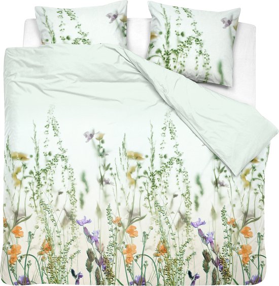 Cinderella - Flora - Dekbedovertrek - Katoen Satijn - 260x200/220 cm + 2 kussenslopen 60x70 - Lichtgroen van Merkloos