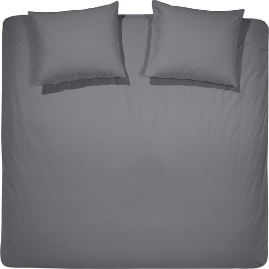 Cinderella Morning Dekbedovertrek - Tweepersoons - Flanel - Lits-jumeaux - 240x200/220 cm - Antraciet + 2 kussenslopen 60x70 van Cinderella