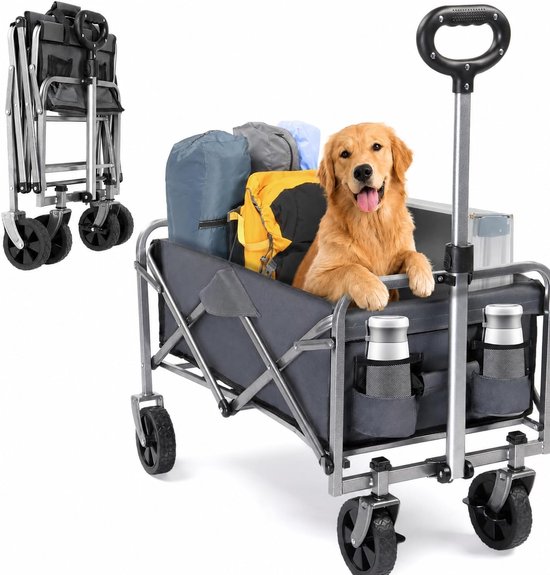 CINK & Co® Opvouwbare Bolderkar - 100 kg - Terreinwielen - Grijs