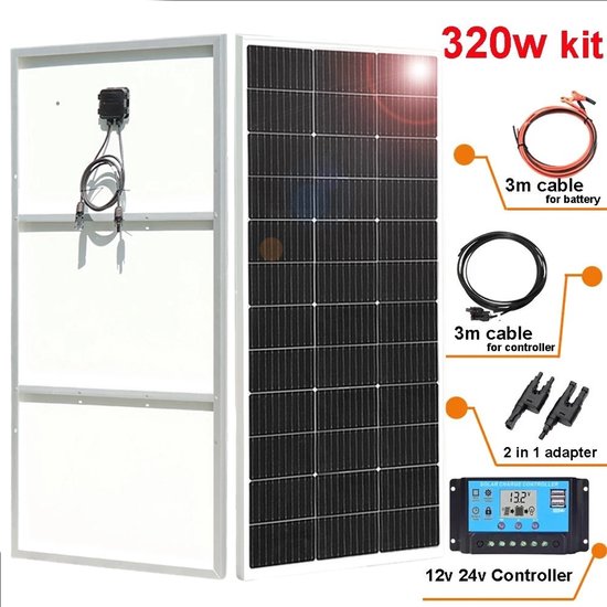 CINK Solar® 320W Zonnepaneel Set – 2x 160W Monokristallijn Solar Paneel met Aluminium Frame – 12V/24V – Voor Camper, Caravan, Boot, Woningdak & Balkon