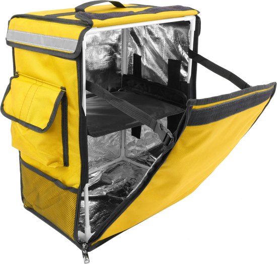 CityBAG - Gele draagbare koelkast 42 liter 35x49x25cm, isothermische tas rugzak voor picknick, camping, strand, voedselbezorging per motor of fiets van Merkloos