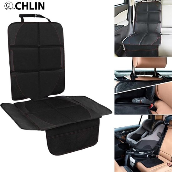CL Chlin® Kinderstoelhoes Beschermmat in zwart met opbergvakken - Autostoelbeschermer - onderlegger kinderzitje - onderlegger kinderstoel - autostoelhoezen - autobeschermhoes - Hondendeken auto achterbank - achterbank beschermhoes van CL CHLIN