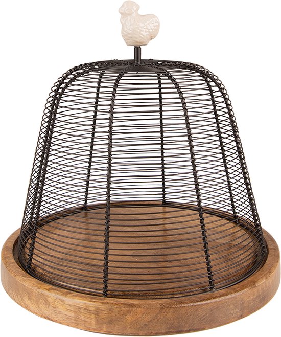 Clayre & Eef Foodcover Ø 24x24 cm Bruin Beige Ijzer Hout van CLA