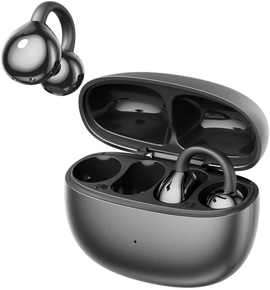 Clip-on Bluetooth 5.4 oordopjes | Open ontwerp, luchtgeleiding, 50 uur batterijduur, IPX4 waterdicht, geschikt voor sport en brildragers – Zwart van Merkloos