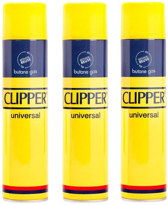 Clipper Aanstekergas / Butaangas Universeel flacon à 250ml - 3 stuks van Merkloos