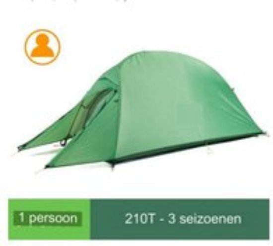 Cloud Up Tent - 100% Waterdicht - Lichtgewicht - Kamperen - 1 Persoon - Groen van Naturehike