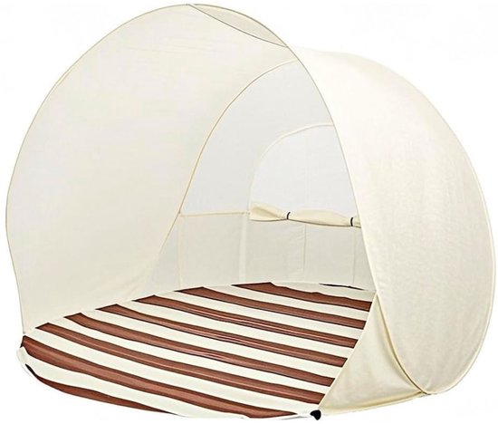 CLVP® Strandtent UV Bescherming - Strandtent Baby Pop Up - Strandtentje Extra Licht - Strandschelp - Strand Tent - Beige en Bruin van Merkloos