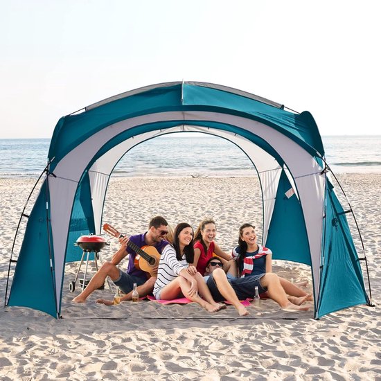 CLVP® Strandtent UV Bescherming - Strandtent Baby Pop Up - Strandtentje Extra Licht - Strandschelp - Strand Tent –Ozeanblau van CLVP®