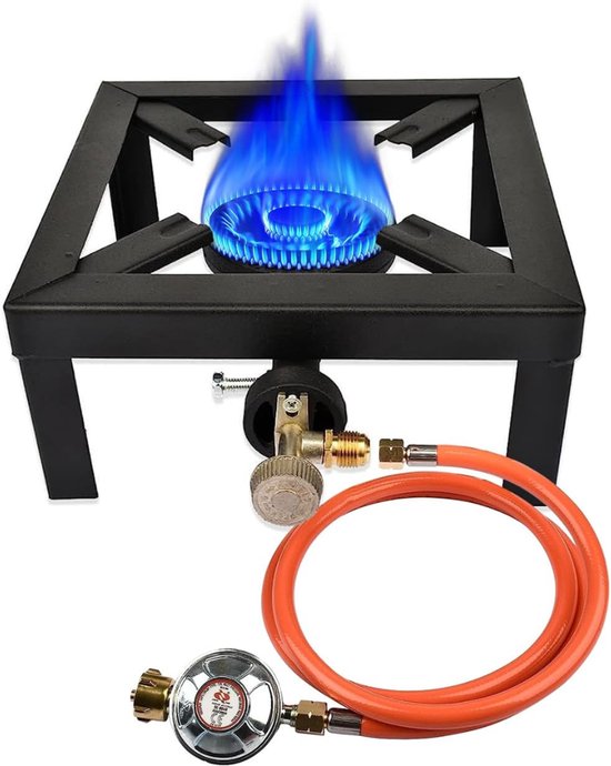 CLVP® Wokbrander - Kookbrander - Wok Brander - Met Slang en Regelaar - Propaan/Gas - Voor Buiten – Camping Kooktoestel Wind Proof –Zwart van Merkloos