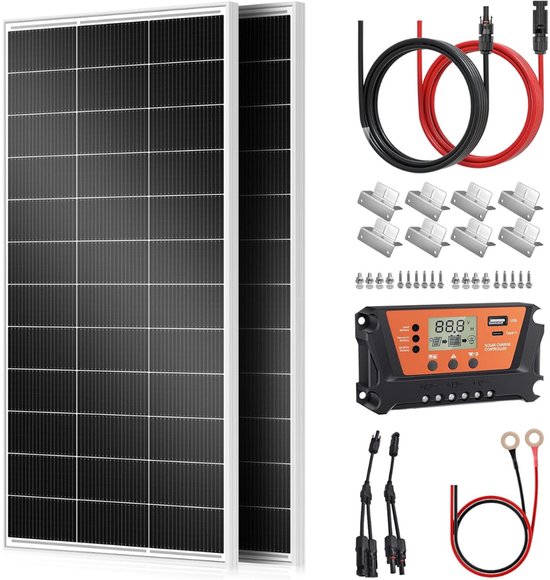 CLVP® Zonnepanelen Compleet Pakket - Plug & Play met Stekker - Zonnepaneel Plat Dak - Wit