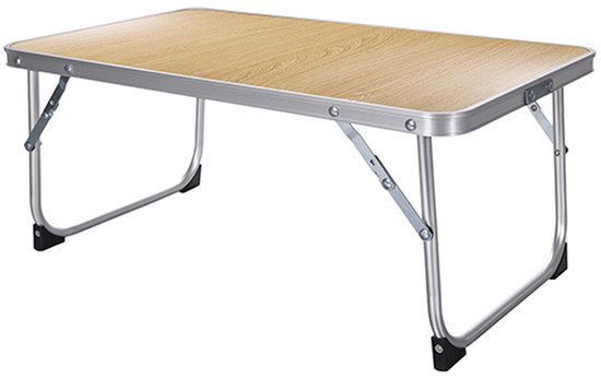 CM Camping tafel - aluminium - opvouwbaar en lichtgewicht - bruin - 56 x 34 x 24 cm - bijzettafel van Merkloos