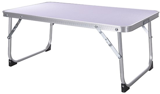 CM Camping tafel - aluminium - opvouwbaar en lichtgewicht - wit - 56 x 34 x 24 cm - bijzettafel van Merkloos