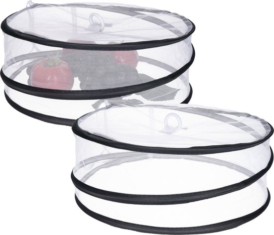 CM Opvouwbare Foodcover - 2x - Rond - 33 x 12 cm - Vliegenkap en Voedselbescherming