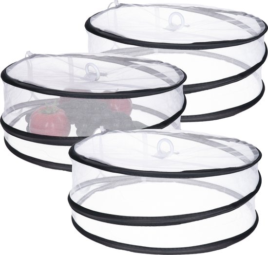 CM Opvouwbare Foodcover - 3x - Rond - 33 x 12 cm - Vliegenkap en Voedselbescherming