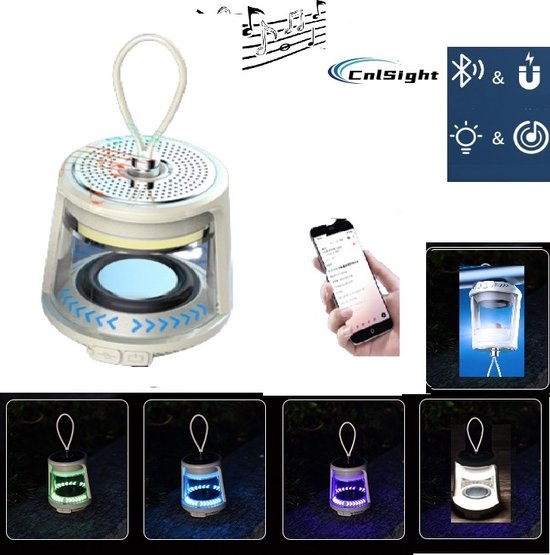 CNL Sight LED camping Lamp (4 IN 1 Tentlamp）– Kampeerlamp(3 modi:warm wit/wit/RGB)– met Bluetooth5.0 & Magnetisch – dimbaar- Buitenverlichting – Tentlamp Oplaadbaar - Retro outdoor camping lamp-draadloos-oplaadbare batterij-Met USB-oplaad-Wit van CNL Sight®