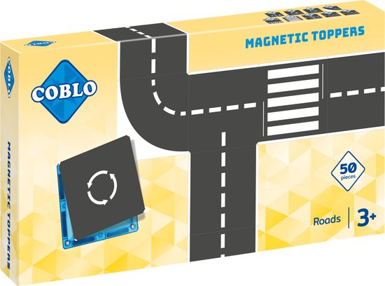 Coblo Magneet Toppers Wegen 50 stuks - Magnetische Wegen - Magnetisch speelgoed - Educatief speelgoed - Cadeau kind - Speelgoed 3 jaar t/m 12 jaar van Coblo