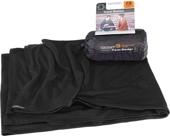 Cocoon Merino Wool-silk Travel Deken Zwart 180 x 140 cm
