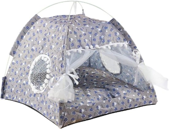 Cocoplus -Huisdiertent voor Binnen en Buiten - Hond Tent - Draagbaar Huisdierverblijf - Grijs - Kamperen - Zachte Ademende Tent - Gaasdeurraam - Geschikt voor Honden - Draagbare Tent - Thuis - Allecta