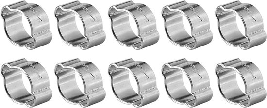 Cocoplus - Slangklem metaal - Verzinkt - Roestvrij Staal - Twee-ear - 10 stuks - Brandstof Benzine Pijp Buis - Geschikt voor auto - Zilver 10 stks Verzinkt Roestvrij Staal Twee-ear Slang Drive Klem 5-23mm voor Brandstof Benzine Pijp Buis (7-9mm)