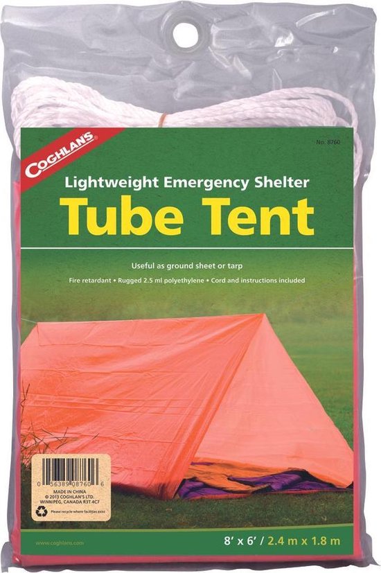 Coghlan's Emergency Tube Tent   Oranje - Lichtgewicht tent - 2-Persoons - Oranje van Coghlan's