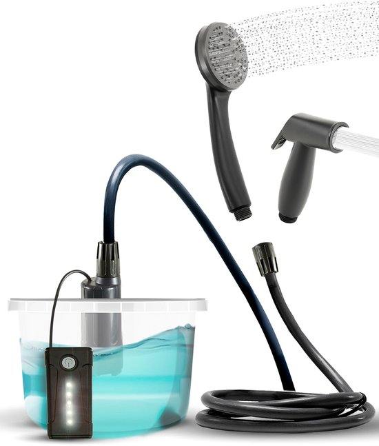 Colapz Campingdouche Premium USB Oplaadbaar - Draagbare Douche voor Hond, Festival & Camper - Met Douchekop, Sproeikop en Draagtas - Batterij tot 60 min Doucheplezier van Colapz