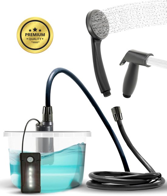 Colapz USB oplaadbare Camping Douche met Douchekop - Campingdouche tot 60 Minuten - Tuindouche met Draaagtas - Buitendouche Oplaadbaar van Merkloos