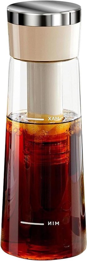 Cold Brew Tea Pitcher - Cold Brew Tea Maker 750ml, Iced Coffee Pitcher Draagbare Waterpot voor Dagelijks Gebruik Familie Achtertuin Outdoor Picknick Vrouwen Mannen Cafe Thuis Keuken Werkplek Camping