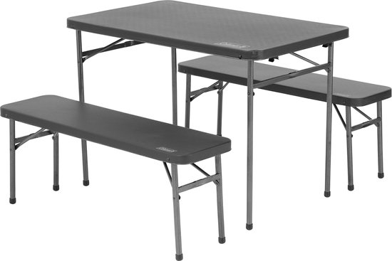 Coleman campingtafel met bankjes (4-persoons) - inklapbare picknicktafel – met antibacteriële coating - zwart van Coleman