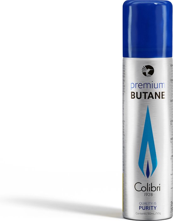 Colibri Butaan Gasfles - Gas voor aansteker, Gasbrander, Keuken Brander - Gasbus met 90 ml - 1 stuk - 99,9994% Puur Butaangas - Aluminium van Merkloos
