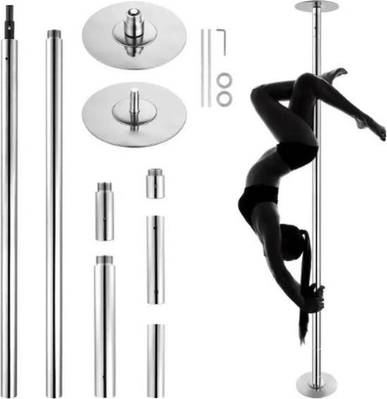 Collox Danspaal - Paal dansen - Paalset - Fitnesspaal - Draagbaar - Roesvrijstaal - Maximale hoogte 282,4 cm - In hoogte verstelbaar - Maximaal gewicht 200 kg van Merkloos