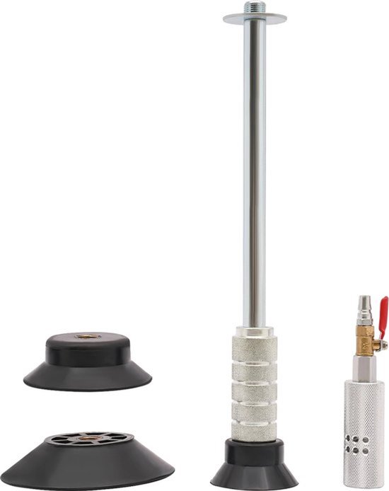 Collox Deukentrekker auto - Zuignap - Pneumatische - Reparatie - VacuÃ¼mschuifhamer - 3bar - Met 3 verschillende maten zuignappen (8 cm, 11,6 cm, 15,5 cm) - Zilver van Merkloos