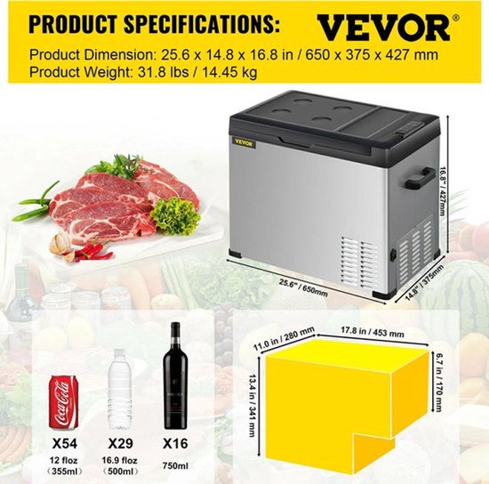 Collox Koelbox elektrisch: Draagbare Vriezer 40L met 12V/24V DC en 110-240V AC - Ideaal voor Buiten, Caravan en Kamperen