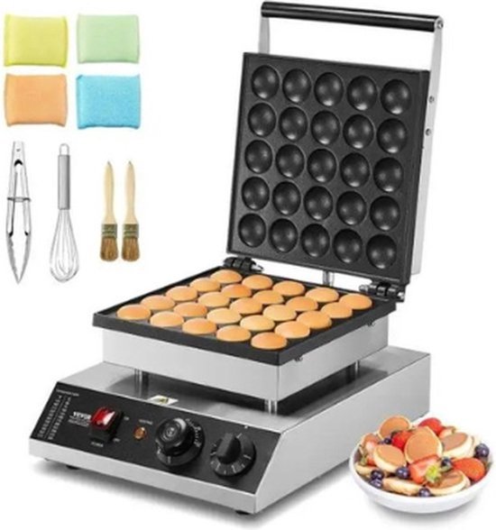 Collox Professionele poffertjespan - Poffertjes - Wafelbakmachine - Mini pannenkoeken - 1700W - 310 x 392 x 230 mm - Inclusief accessoires van Merkloos