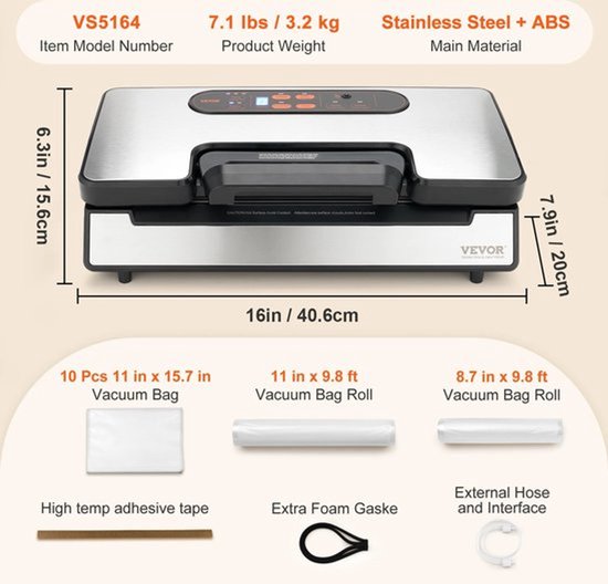 Collox VacuÃ¼msealer - Automatische voedselverpakking - Multifunctioneel - Sealing lengte 30 cm - verschillende Inclusief maten vacuÃ¼mrollen van Merkloos