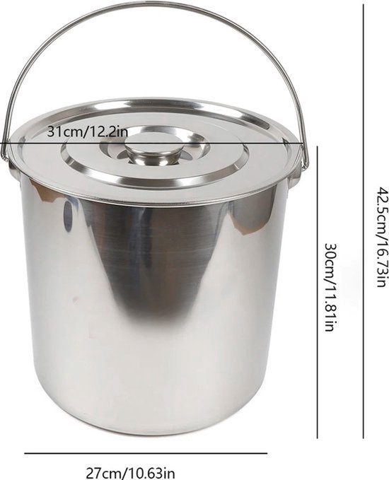 Collox Voedselemmer - Melkemmer - 20 L - Roestvrijstaal - Met deksel - Voor de keuken, industrie, geneeskunde, gastro en privÃ© van Merkloos