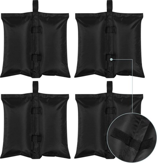 Collox Zandzakken - 4 stuks - Verzwarings tassen - Zwaar gewicht - Met handvat - 34x37 cm - Tuin - Zwart