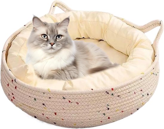 Comfortabel kattenbed voor binnen en buiten - Katoenen touw kussen voor kittens en puppy's, ideaal voor slapen en krabben in stijl