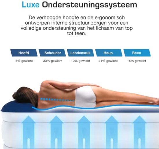 Comfortabel Luchtbed voor 1 Persoon - Met Elektrische Pomp en Hoofdsteun - Extra Hoog Design van Merkloos