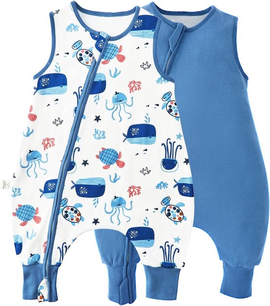 Comfortabele Baby Slaapzak met Benen van 100% Katoen, Zacht en Ademend voor Peuters, Blauw, 4-6 Jaar van Merkloos