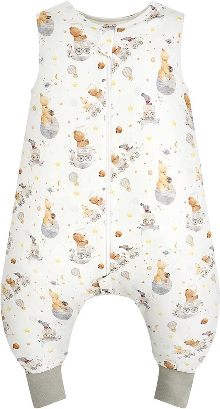 Comfortabele Slaapzak met Voeten, 1.0 Tog, 100% Katoen, Geschikt voor Jongens en Meisjes, Ideaal voor Elk Seizoen