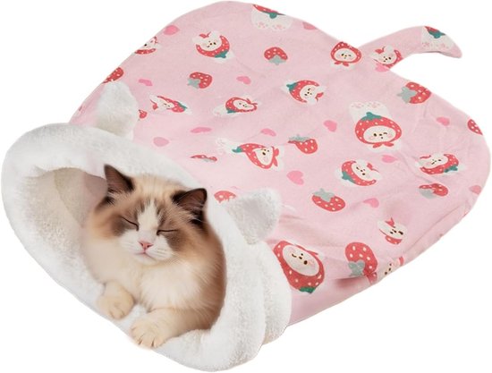 Comfortabele wasbare slaapzak voor katten en kleine dieren, veilig en warm voor binnen en buiten gebruik, ideaal voor alle seizoenen