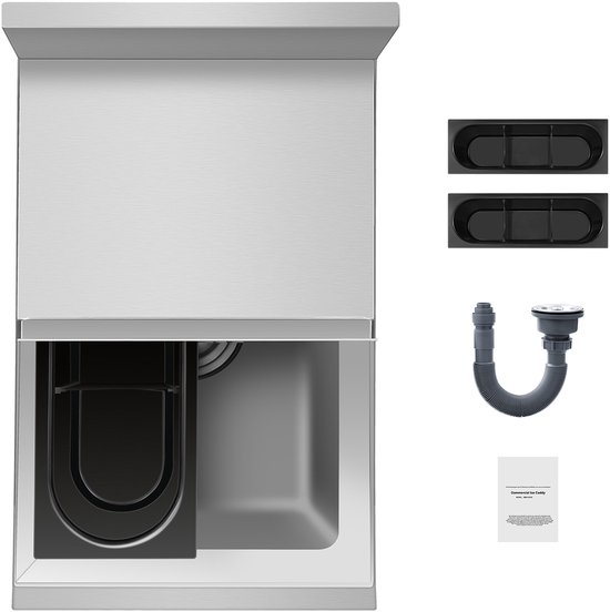 Commerciële Koelkast, 28 Liter Onderbouwkoelkast, 30 X 48 X 94 Cm, Roestvrij Staal, Schuifdeksel, Flessenrek, Verstelbare Bolpoten, Koelwagen, Bar, Cocktailunit voor Restaurants