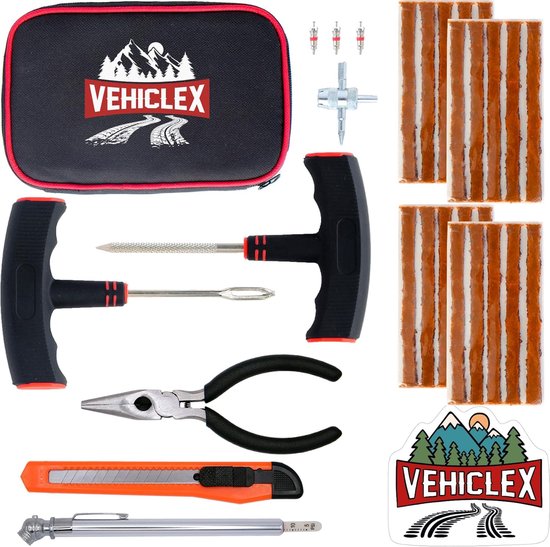 Compacte Bandenreparatieset met Hoofdgereedschap en Accessoires voor Auto en Motor van Merkloos
