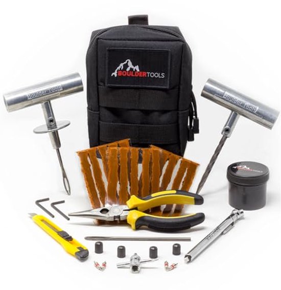 Compacte Bandenreparatieset met Molle-opbergtas – Universele Bandenstekkerset voor UTV, ATV, Vrachtwagen, Motorfiets en Camper van Merkloos