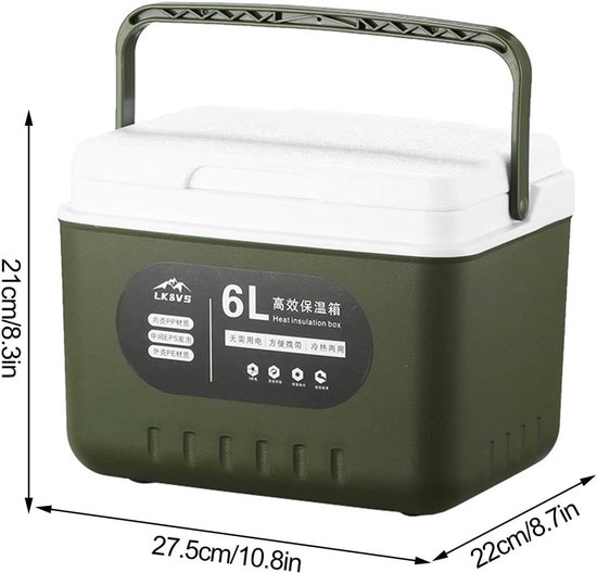 Compacte IJsbox - Draagbare Koeler - Outdoor Avonturen - Meerlaagse Isolatie - 5.4 QT Capaciteit - Legergroen
